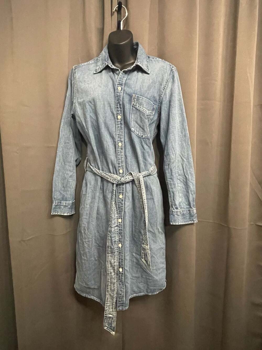 Lauren Ralph Lauren Women's Long Sleeve Belted Denim Shirtdress Size L